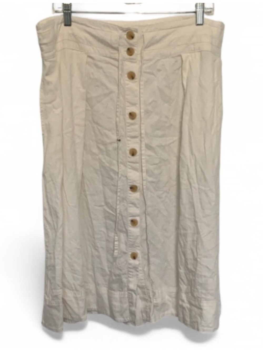 A New Day Boho Cream Button-Front Linen Blend Skirt